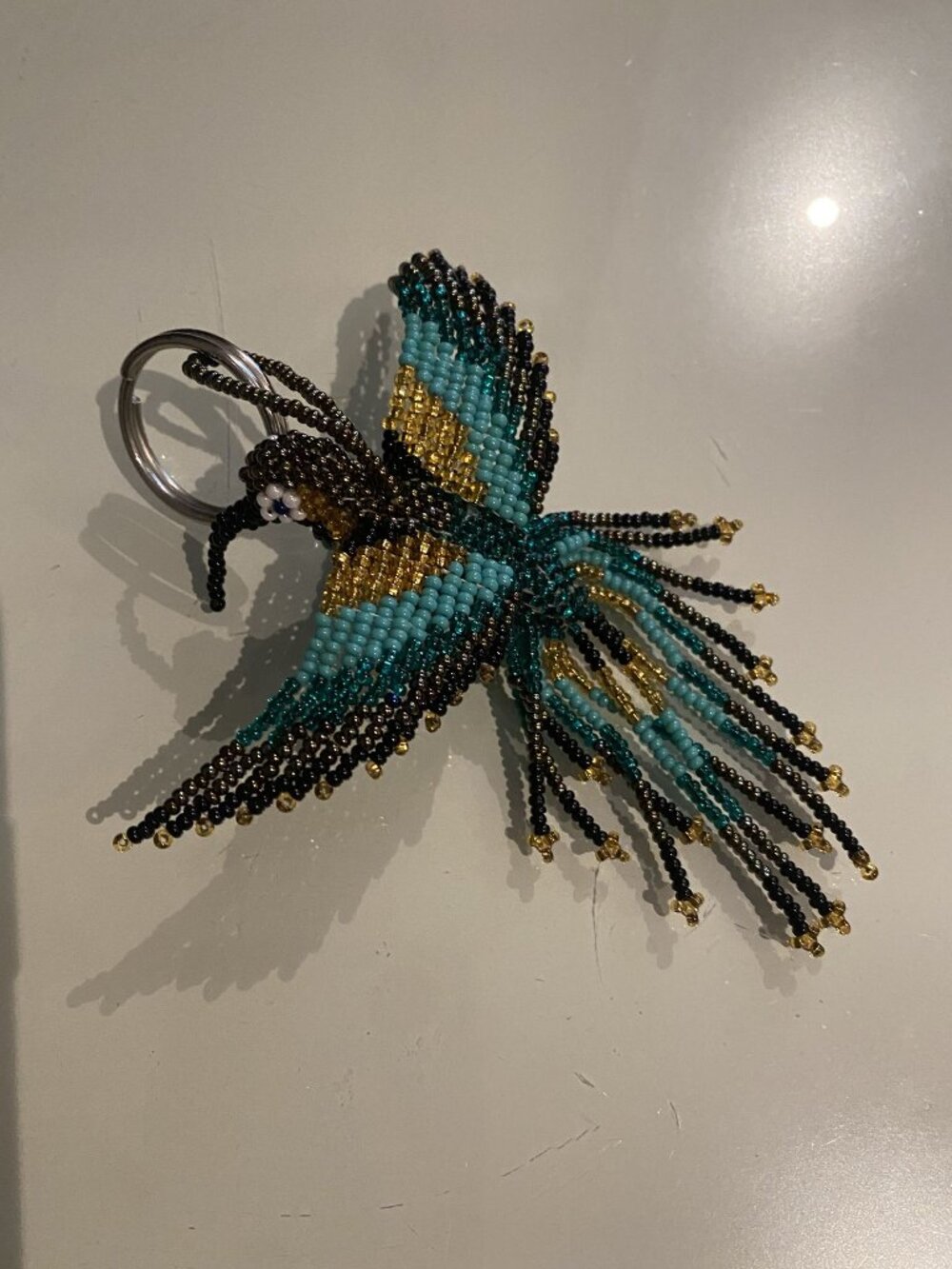 Handmade Beaded Hummingbird Keychain